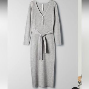Aritzia / Babaton Heather Grey Belted Henley Sweater Dress